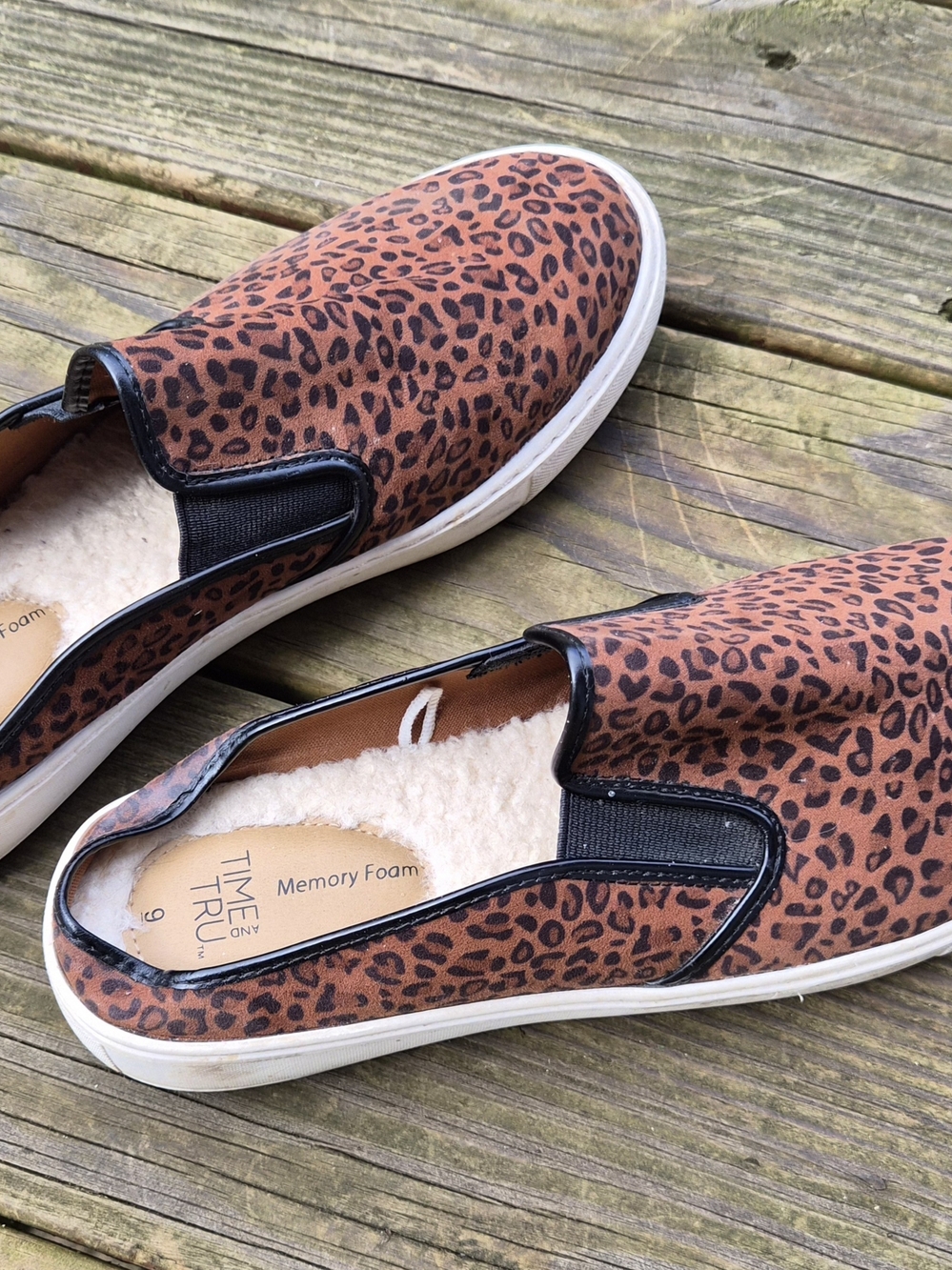 Time and Tru Leopard Print Slip-On Sneakers - Brown